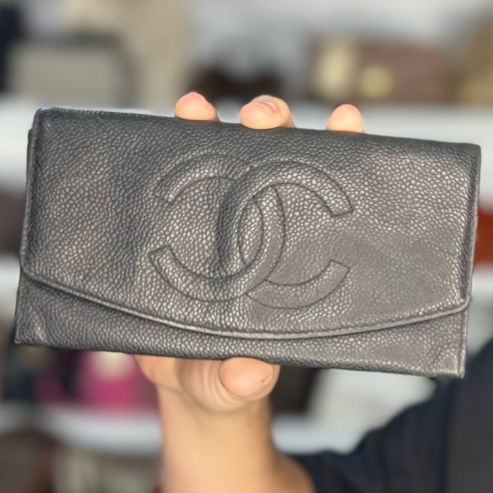 chanel caviar double flap wallet
